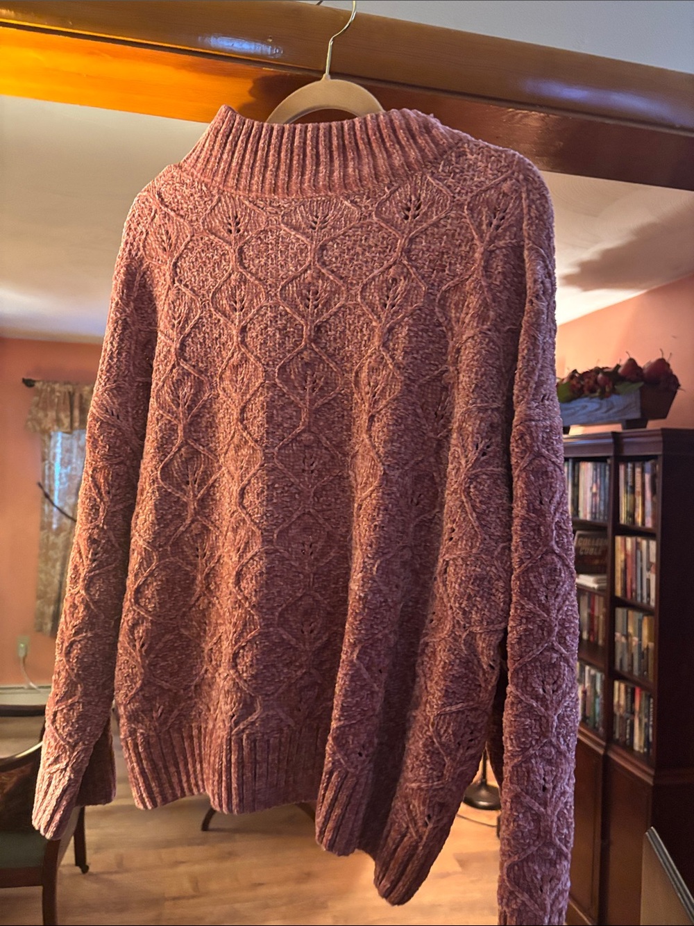 Liz Claiborne Dusty Rose Cable Mock Neck Sweater